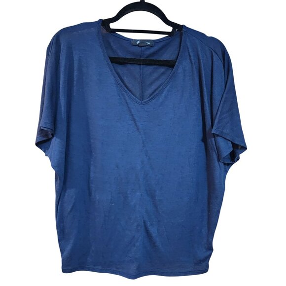 Forever 21 Blue Dolman Sleeve V-Neck Top S Lightweight Casual Womens T-Shirt - Picture 1 of 3